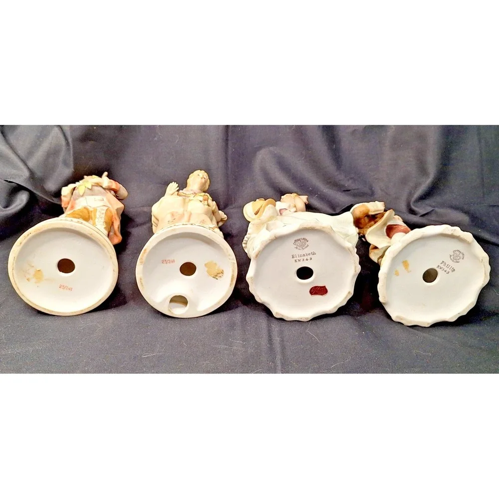 4 Vintage 1950s Victorian figurines 2 are Lefton 8